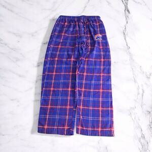 Chicago Cubs Logo Pajama Pants Mens Large Plaid Blue Red Baseball Sleepwear MLB